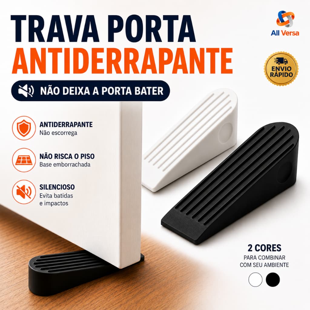 Trava Portas Antiderrapante PLA - Prendedor Aparador para Portas | Não Arranha o Piso