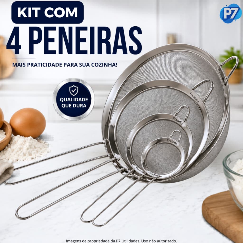 Peneira de Cozinha Aço Inox Grande Peneiras para Tapioqueira Polvilhador Utencilios de Cozinha