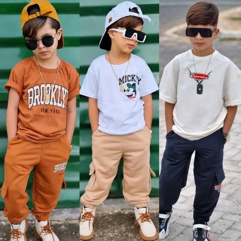 Conjunto Infantil Menino Calça de Moletinho e Camisa de Malha do 4 ao 12 anos