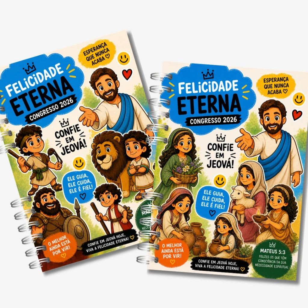Caderno Teen Congresso 2026 Felicidade Eterna | Caderno Infantil Cristão com Atividades e Anotações