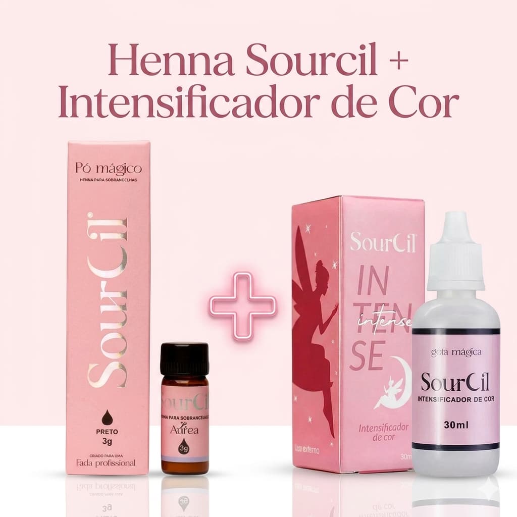Kit Sourcil Henna Fixadora 3g + Intensificador 30ml Preto Castanho Escuro Medio Claro Louro Escuro