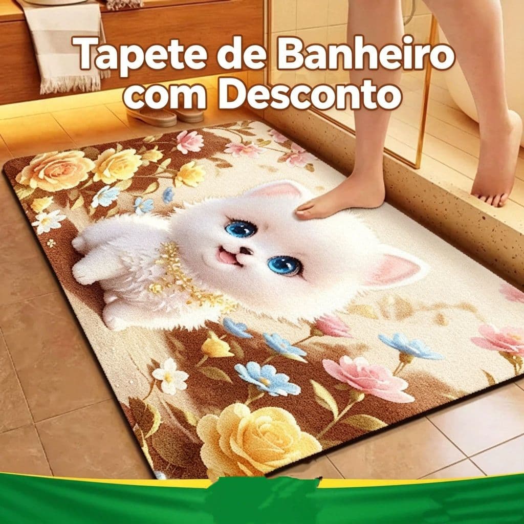 Tapete Antiderrapante com Desenho Animado Fofo, Ideal para Banheiro, Entrada e Quarto