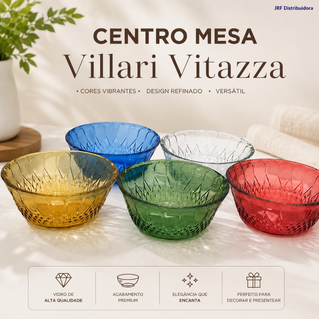 Centro Mesa Villari Vitazza 24cm Fruteira Decorativa Mesa Posta Luxo Colorida