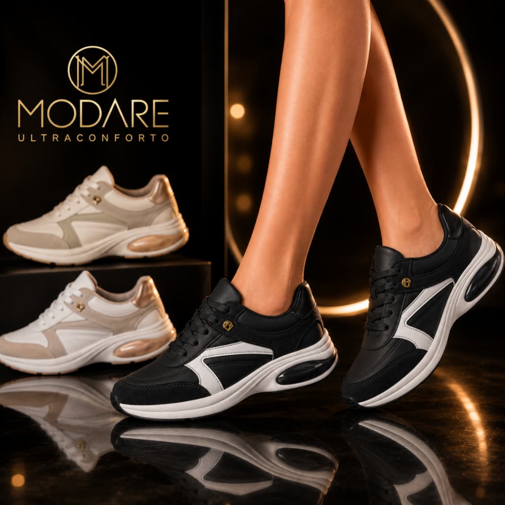Tênis Modare Ortopédico Feminino Plataforma Casual Macio Elegante Gel Tech Confortável Original