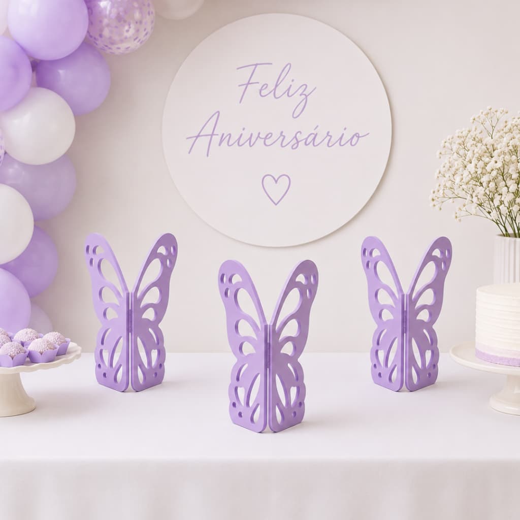 Kit 3 Borboletas de Mesa Decorações Festas Aniversários Quartos