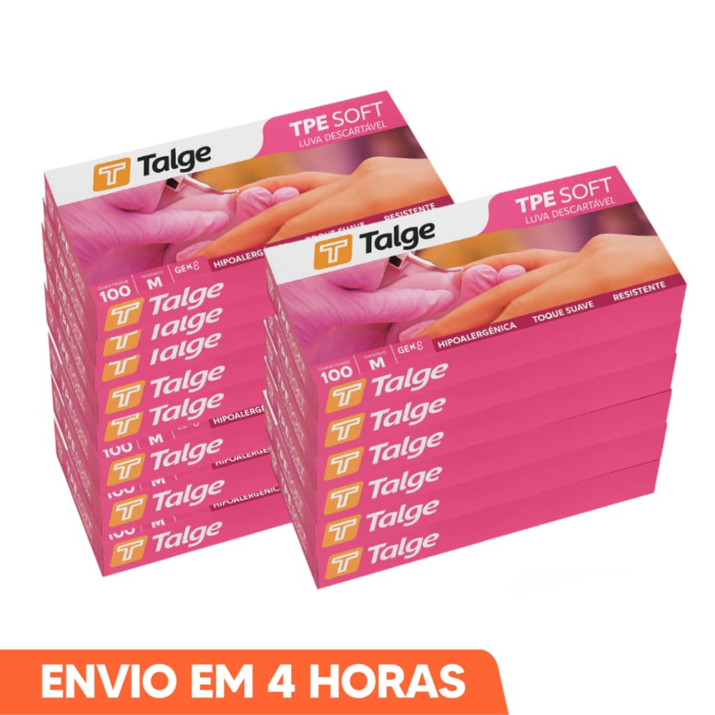 Luva Descartável Rosa Sem Pó TPE Viniflex 1000un Talge