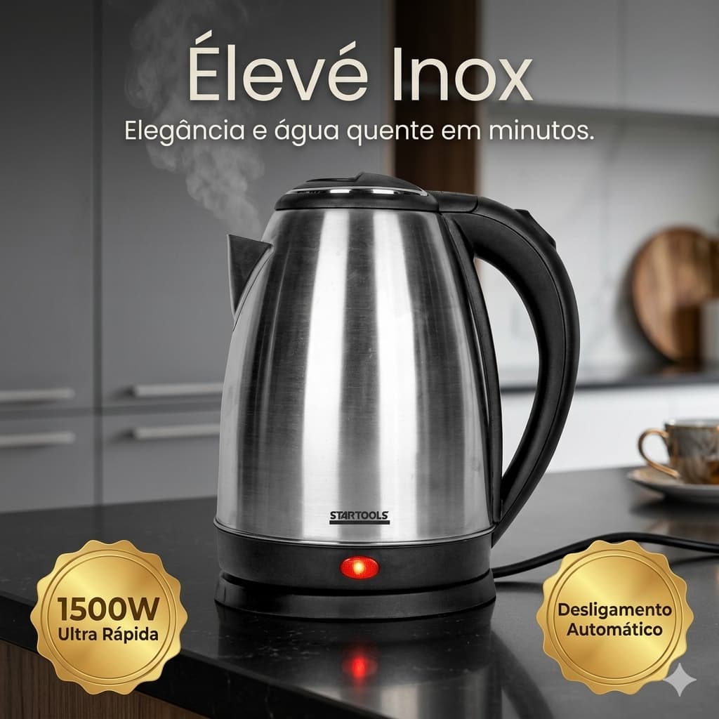 Chaleira Eletrica Inox Capacidade 2 Litros Rápida Facil De Usar Alta Durabilidade 220V