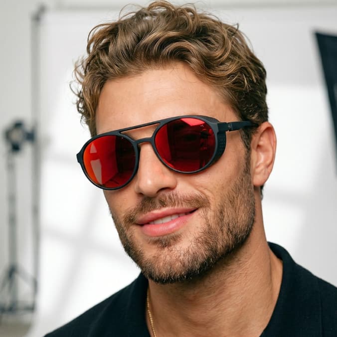 Óculos de Sol Floripa Vermelho Espelhado Premium Alok Steampunk Clássico Soldador uv400 Unissex