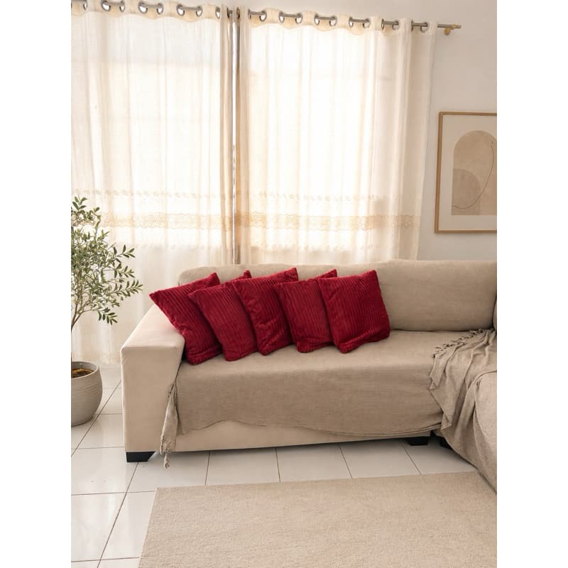 Kit Capa de Almofada Aveludada Canelada Flannel 45 x 45 com Zíper Alta Qualidade Fofinho