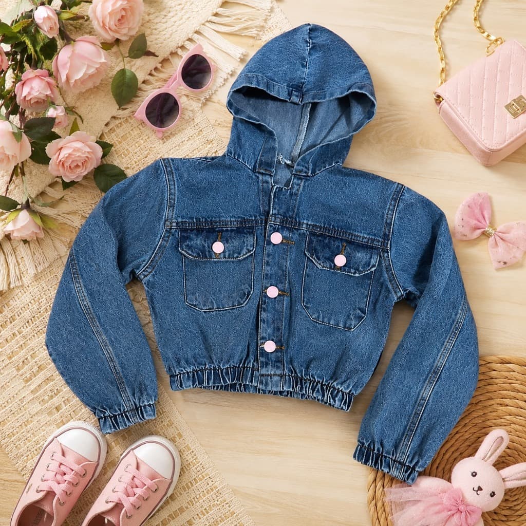 JAQUETA JEANS MENINAS INFANTIL COM CAPUS LANÇAMENTO
