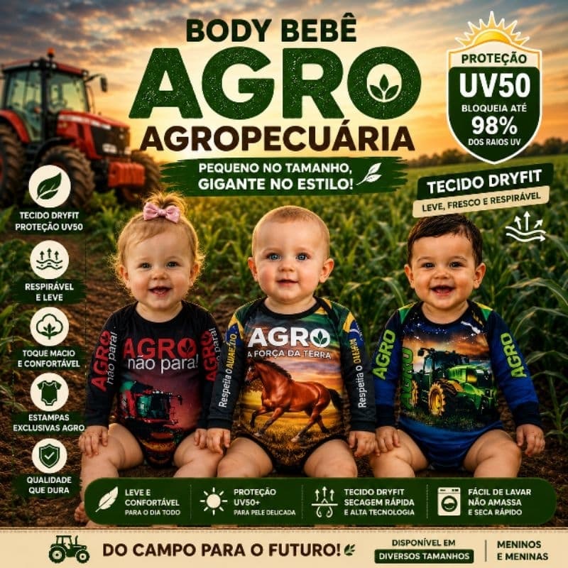 Body Bebê Agro Não Para  Body bebê agropecuária Conforto, Estilo e Orgulho do Campo Desde os Primeiros Passos