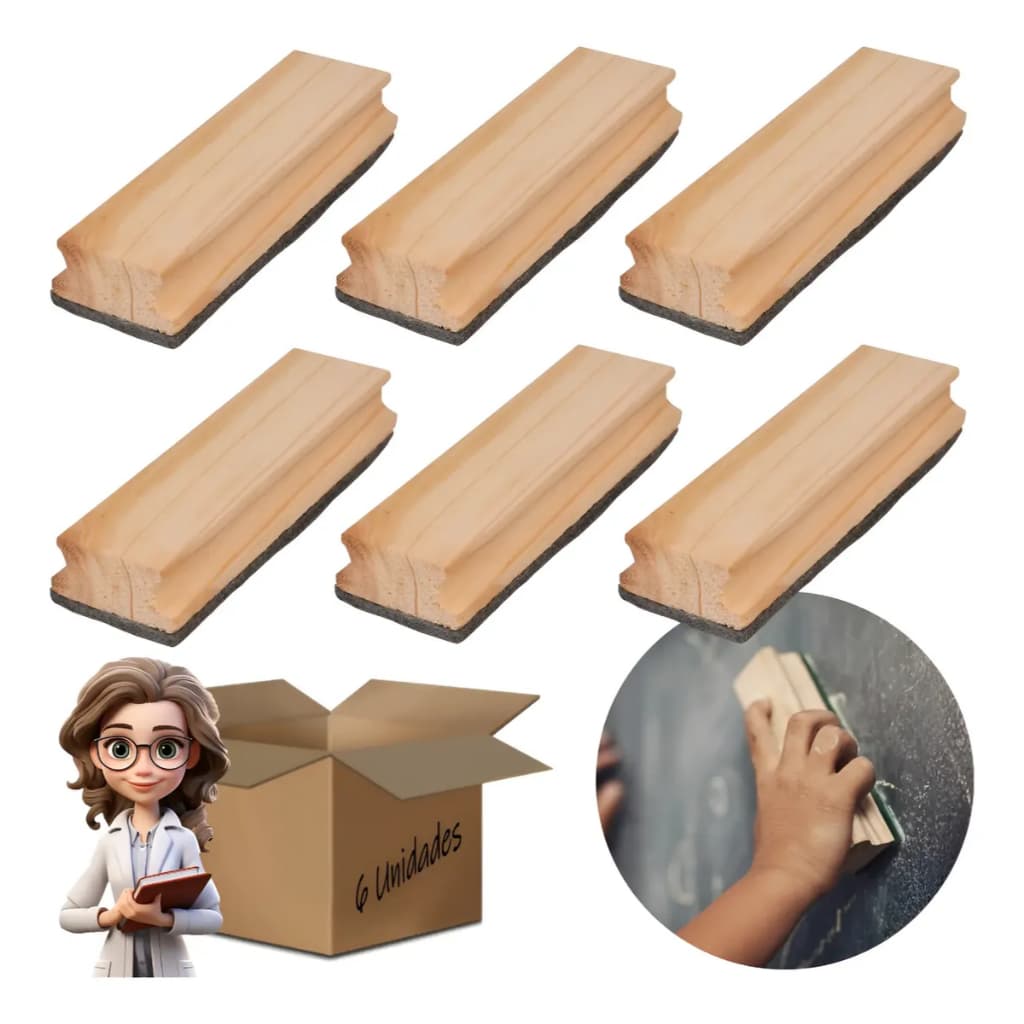 Kit Com 6 Apagadores Multiuso Para Quadro Negro E Branco