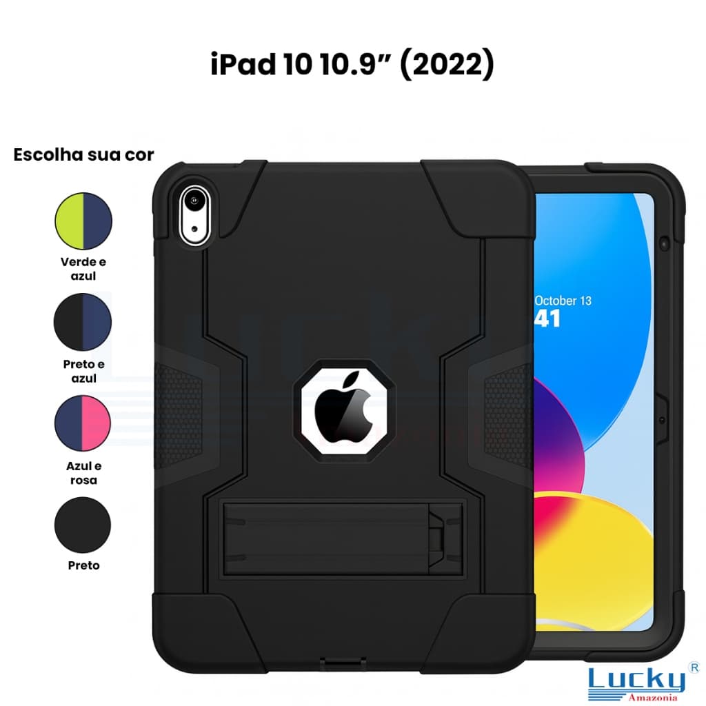 Capa Para iPad 10ª Geração 10.9 Reforçada Tripla Proteção Com Suporte  Silicone Anti Choque
