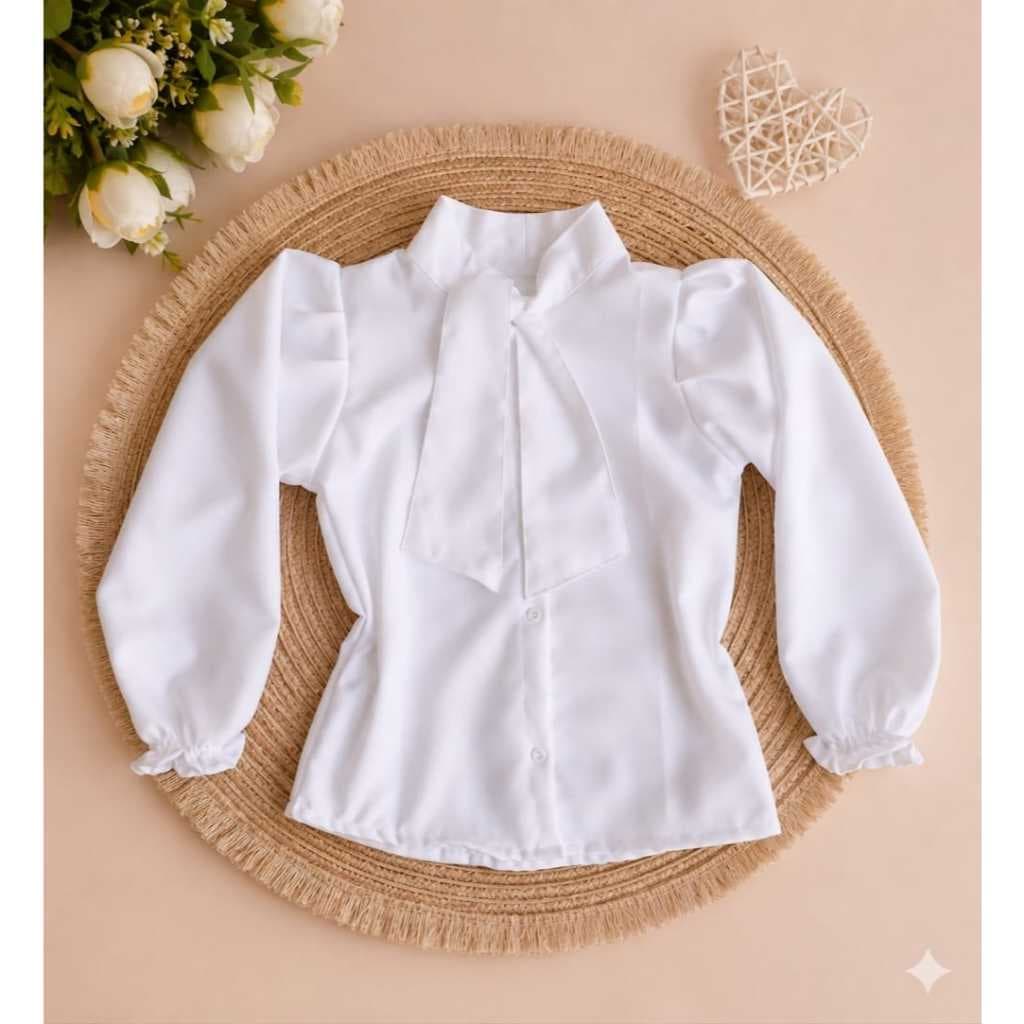 camisa infantil social manga longa bufante princesa