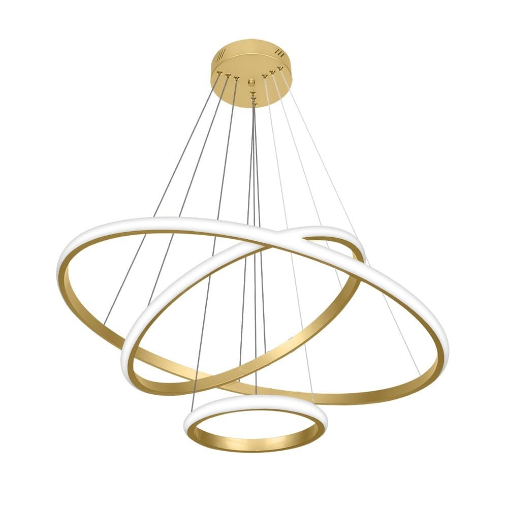 Lustre Pendente LED Aliança Triplo Bivolt 60W 3.000K Dourado - Blumenau