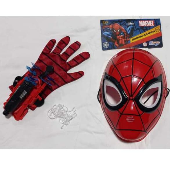 Luva Lança Teia + Máscara Do Homem Aranha Brinquedo infantil Lançador Dardos