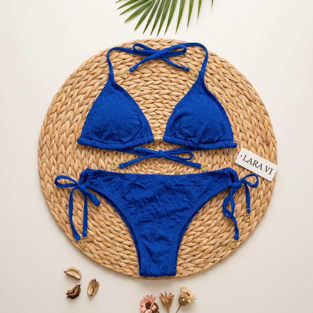 Biquíni Asa Delta Cortininha Feminino Cintura Alta Moda Praia Conjunto Fio Piscina Rio Lago