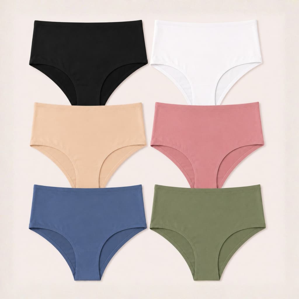 Kit 6 Calcinhas Feminina Adulto Cintura Alta 7cm Corte A Laser Não Marca Confortável e Discreta