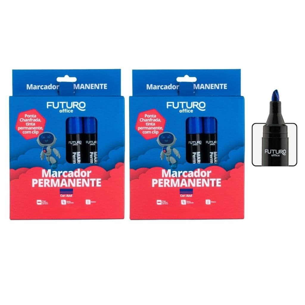 Pincel Marcador Atômico Permanente Preto Azul Verde Vermelho Ponta Chanfrada Caixa C/20 Unidades