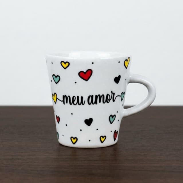 Jogo Xicara 120ml Frases Amor Faixa Porcelana Personaliz Faixa Meu Amor Chá Café Presente Elegante Te Amo Lenbrança Amor