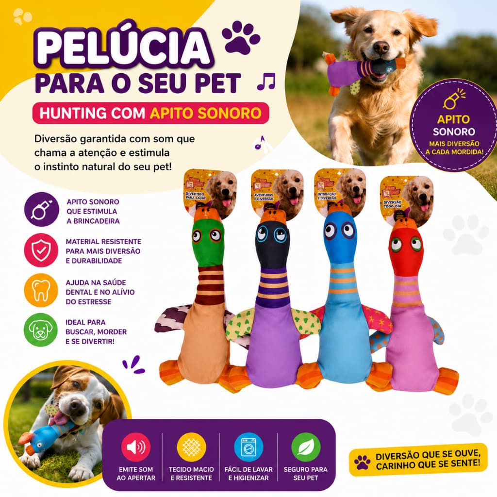 Mordedor Pelúcia para cachorro - Brinquedo para pet resistente e divertido para pet Qualidade Premium Envio Imediato