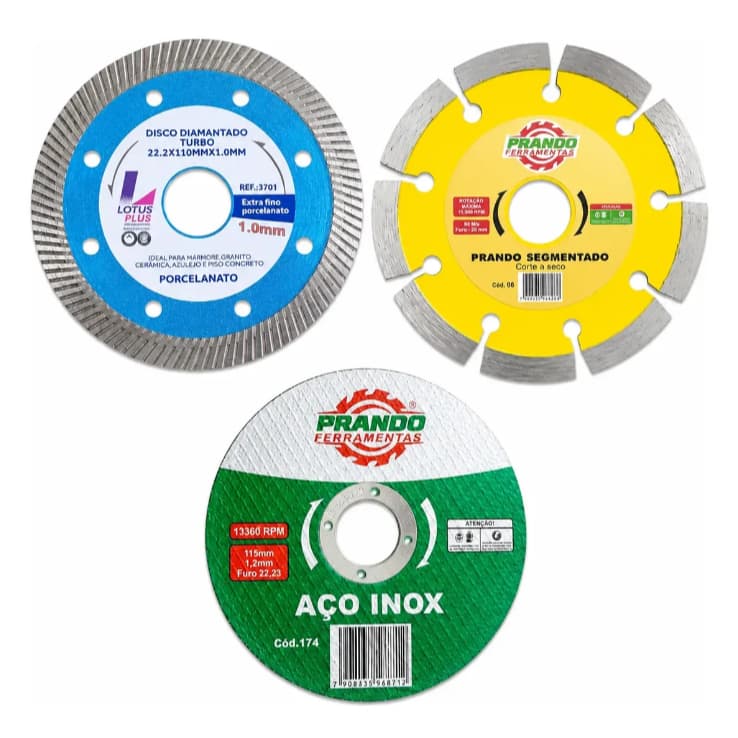 Kit 3 Discos De Corte - Inox - Porcelanato - Segmentado