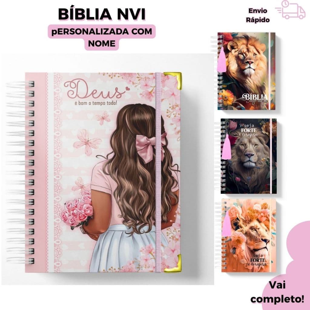 Bíblia Personalizada NVI Com Nome Capa Dura Feminina Menina A5 Completa