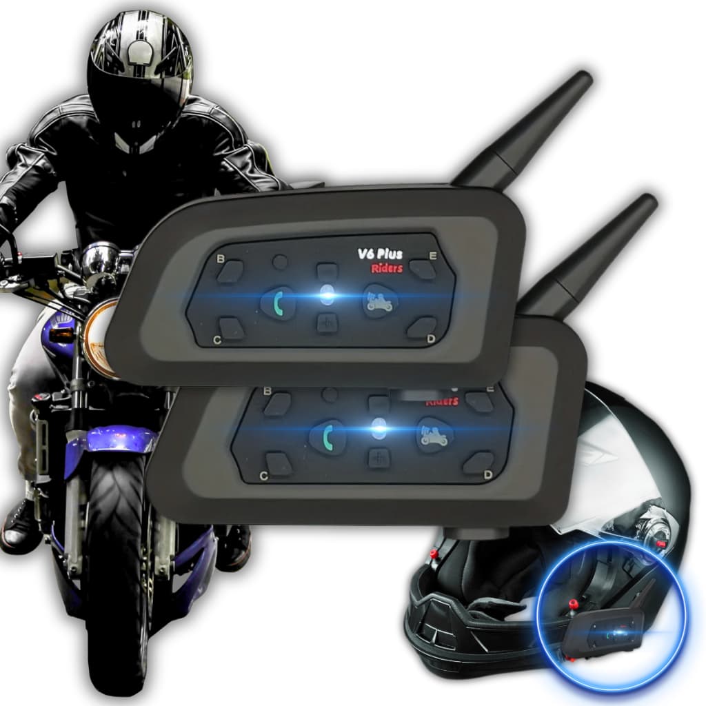 Intercomunicador Capacete De Moto V6 Plus Bluetooth Com Fone e Microfone 2 Unidades