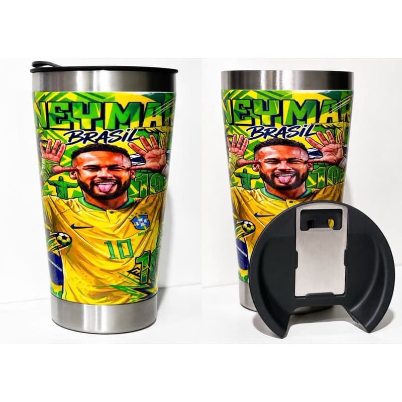 Copo térmico personalizado 473 ml em inox com tampa / copo do Neymar jr/ novo modelo copa