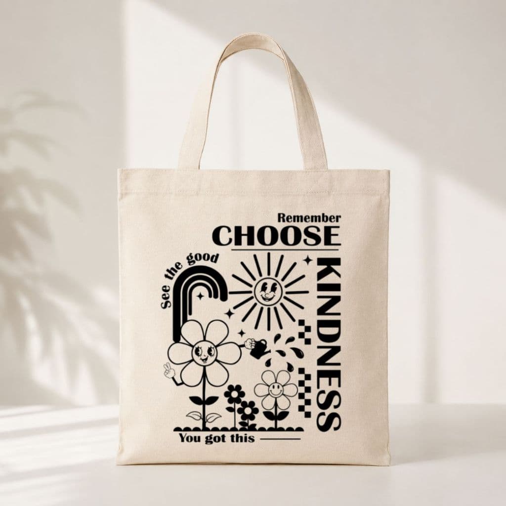 Ecobag Feminina Choose Kindness Estampada Casual Baby Tee Tumblr Algodão Personagem