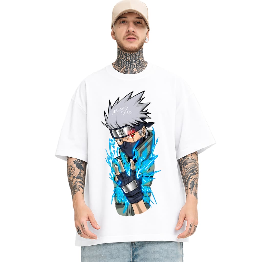 Camiseta Oversized 595 - Kakashi Hatake Anime Unissex, Geek Otaku Casual