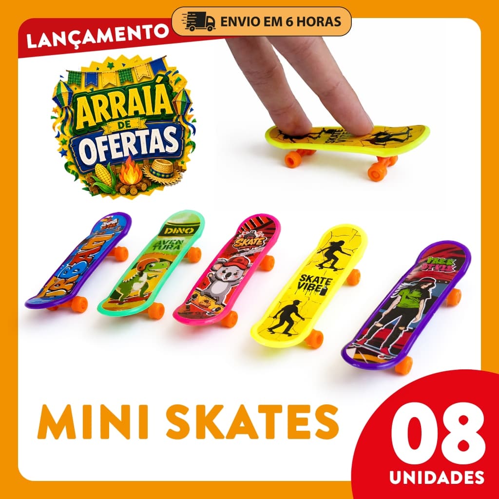 Kit Mini Skate de Dedo - Prenda Festa Junina - Lembrancinha - Festa Infantil - Brinquedo - Criança