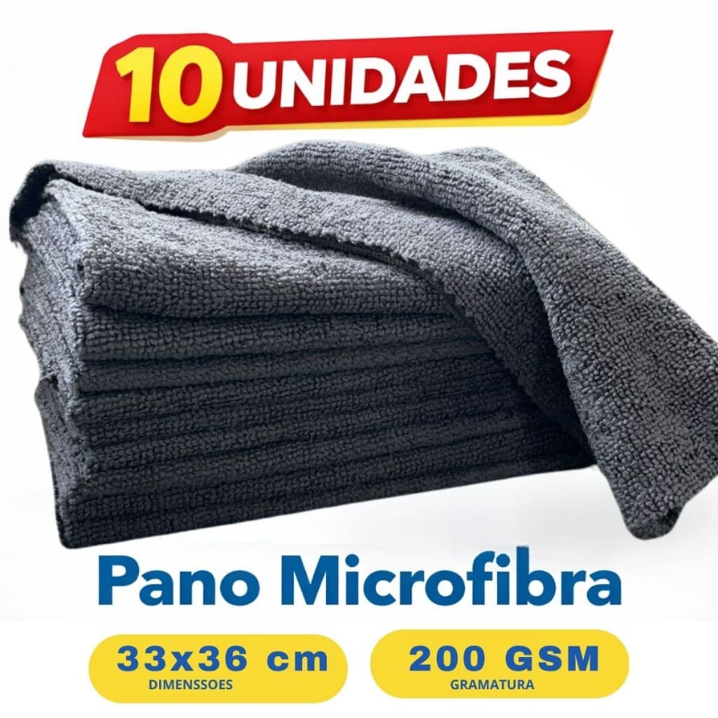 Kit10 Panos de Microfibra 34x36 Profissional Limpeza Multiuso Não Risca