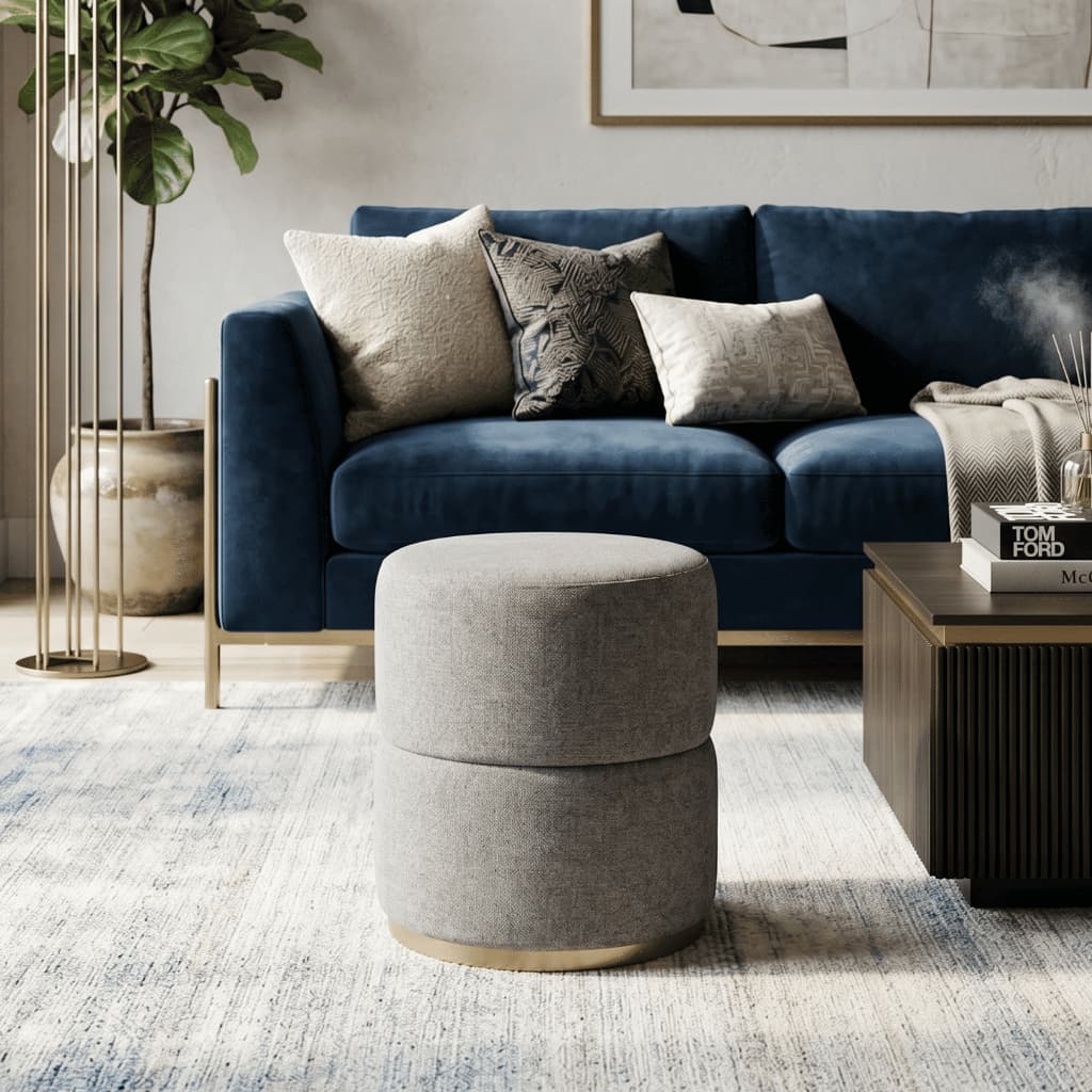 Puff Banqueta Luxo Decorativo Redondo Moderno Elegante Multiuso