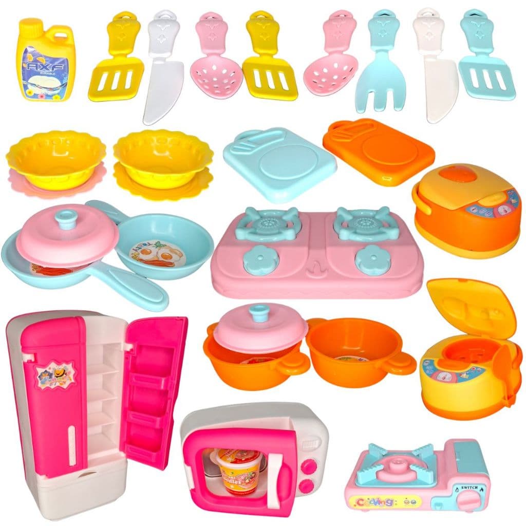 Kit Cozinha Gourmet Infantil 33pcs Brinquedo Eletrodomésticos Comidinhas Acessórios