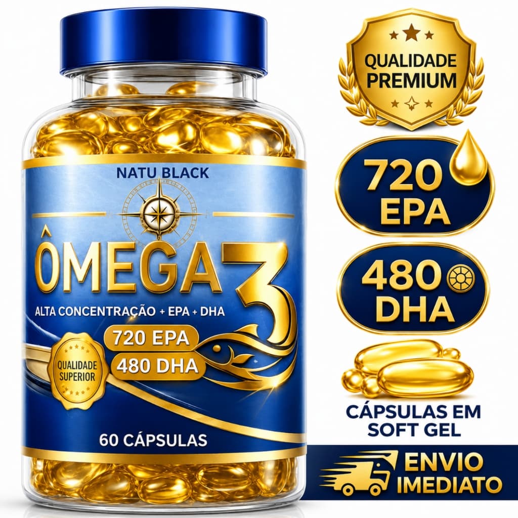Omega 3 Puro Original 720 EPA 480 DHA  Alta Concentração Fórmula Concentrada - ENVIO EM 24 HORAS