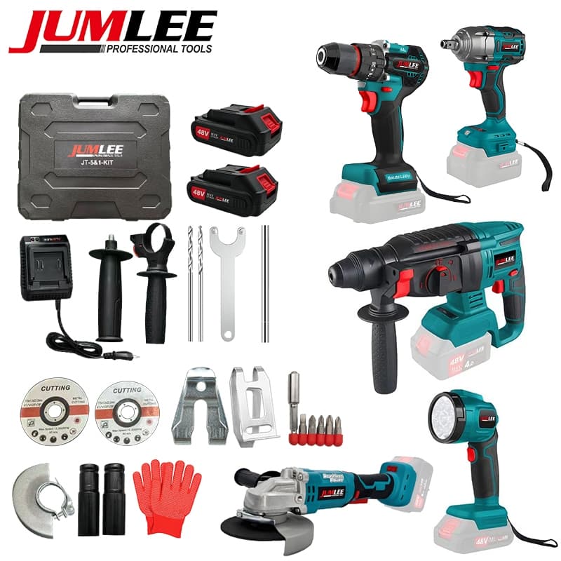 Kit Ferramentas 5 em 1: Furadeira + Martelo + Impacto + Esmerilhadeira + Lanterna