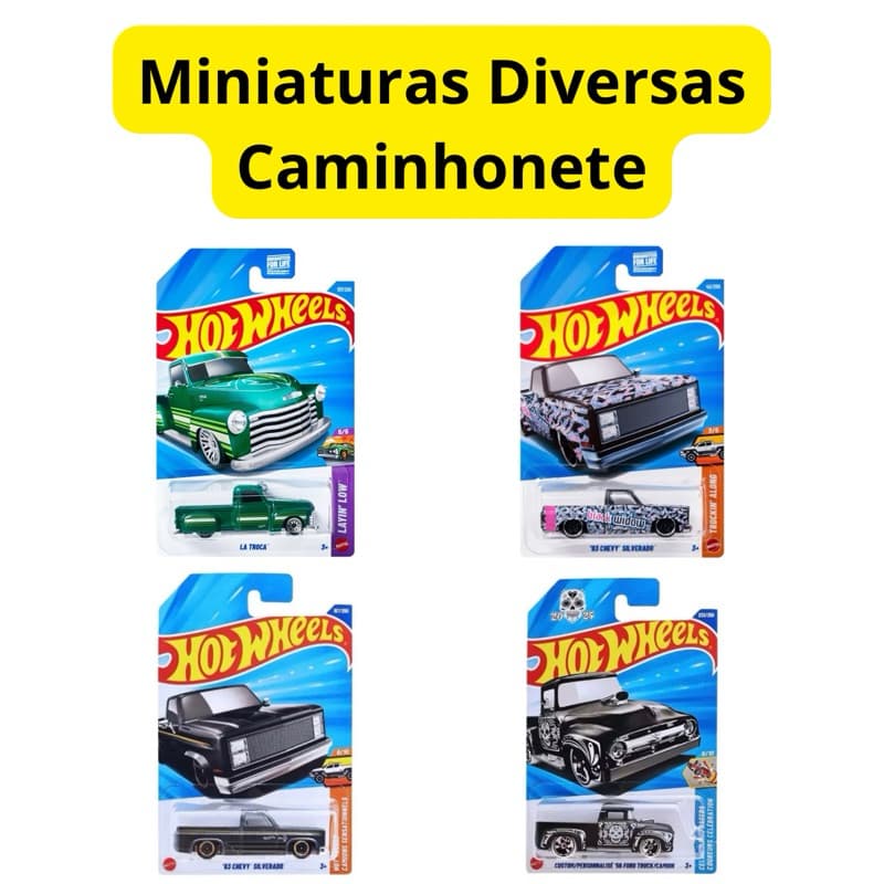 Carrinho Miniatura Diversos Hot Wheels La Troca, Chevy Silverado, Ford Caminhonete