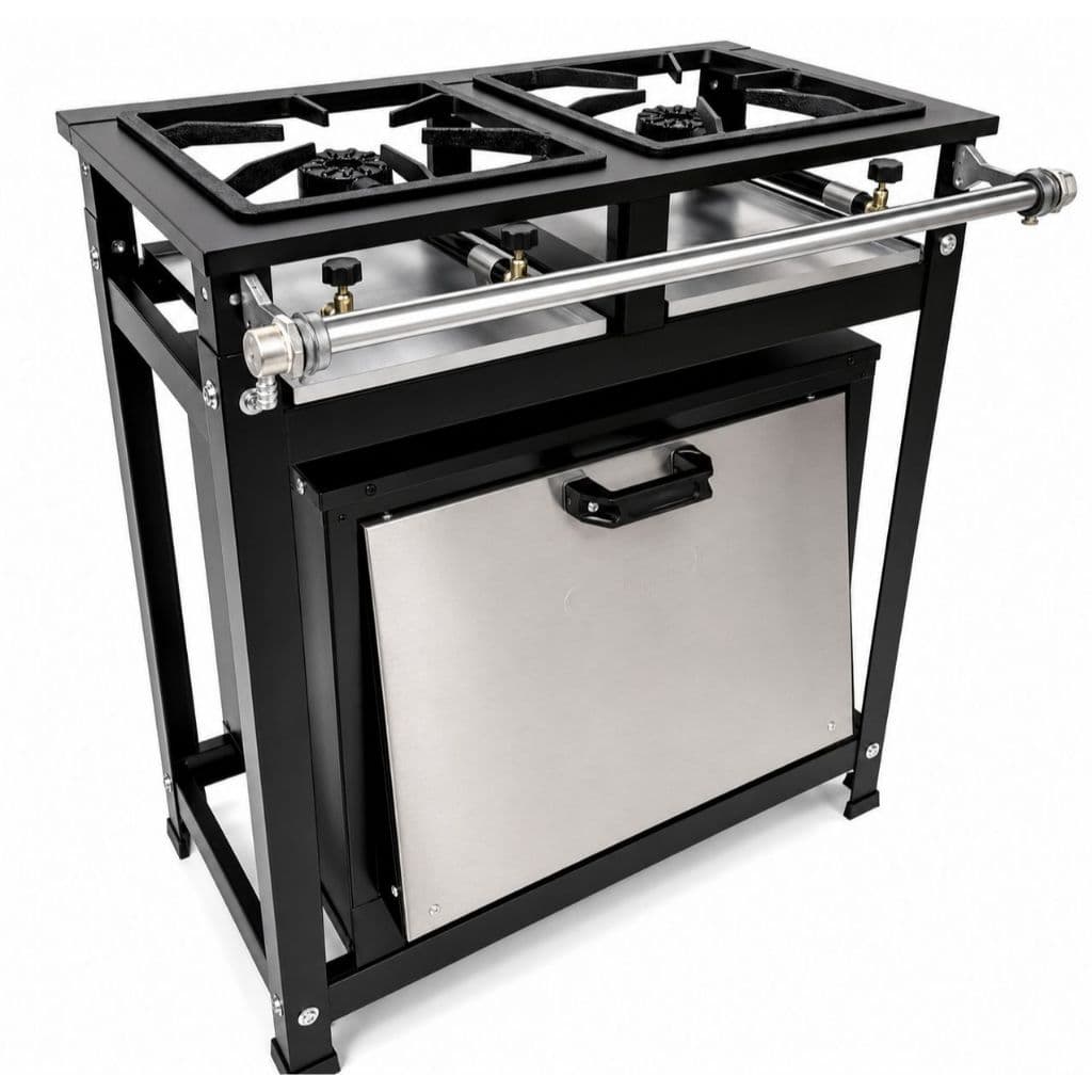 Fogão Industrial 2 Bocas Com Forno Alta Pressão 30x30 Perfil 5 Cristal Aço