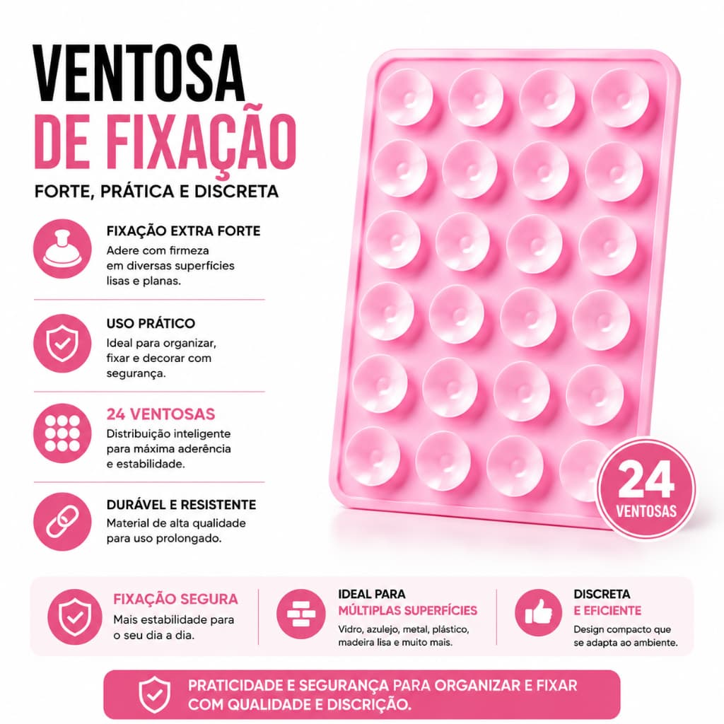 Suporte Ventosa Para Celular Silicone Fixação Espelho Vidro iPhone Android