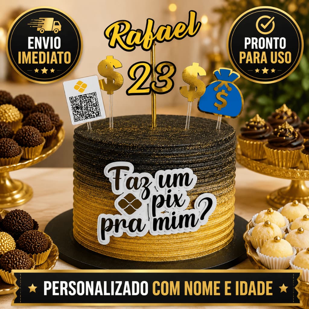 Topo/topper de bolo premium Pix