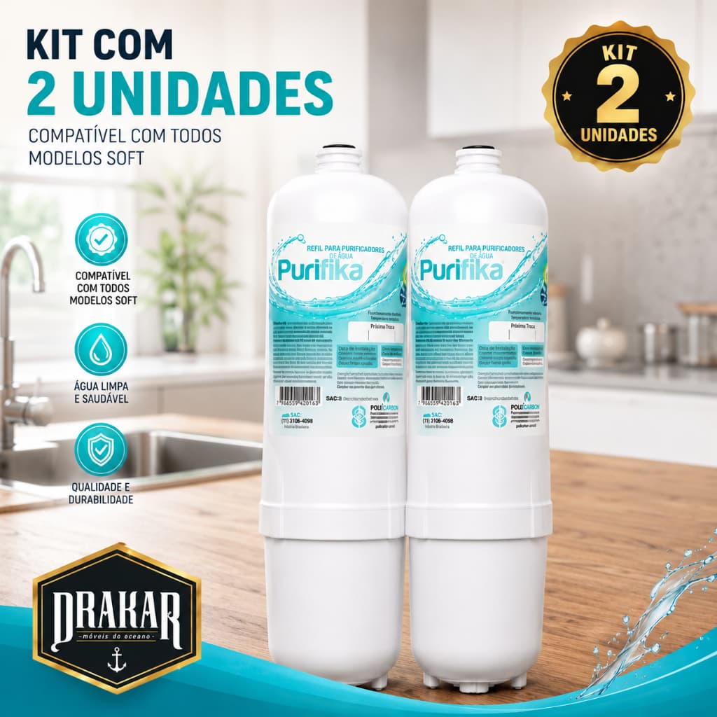 Refil Filtro Vela Policarbon bebedouro compatível com Soft Everest plus star slim fit baby 2 Und