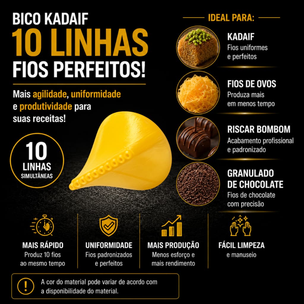 Bico Confeiteiro Kadaif 10 Linhas Fios De Ovos Risca Bombom Granulado Chocolate
