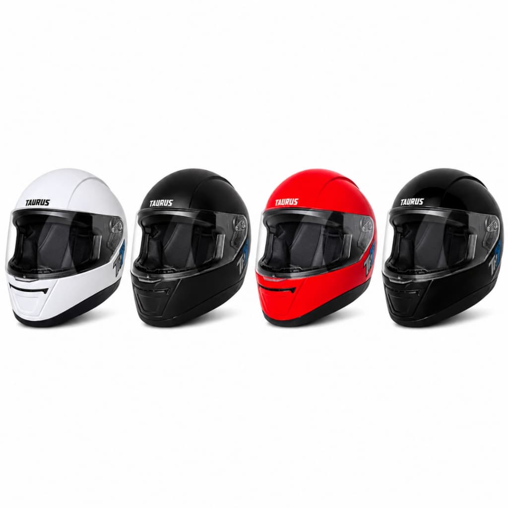 Capacete Moto Fechado Taurus TH7 Branco Vermelho Preto Com Viseira Anti-Risco 56 58 60 62