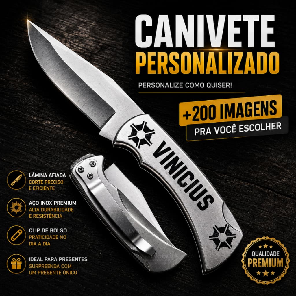 Canivete Personalizado com Nome ou Logo de Empresa Aço Inox