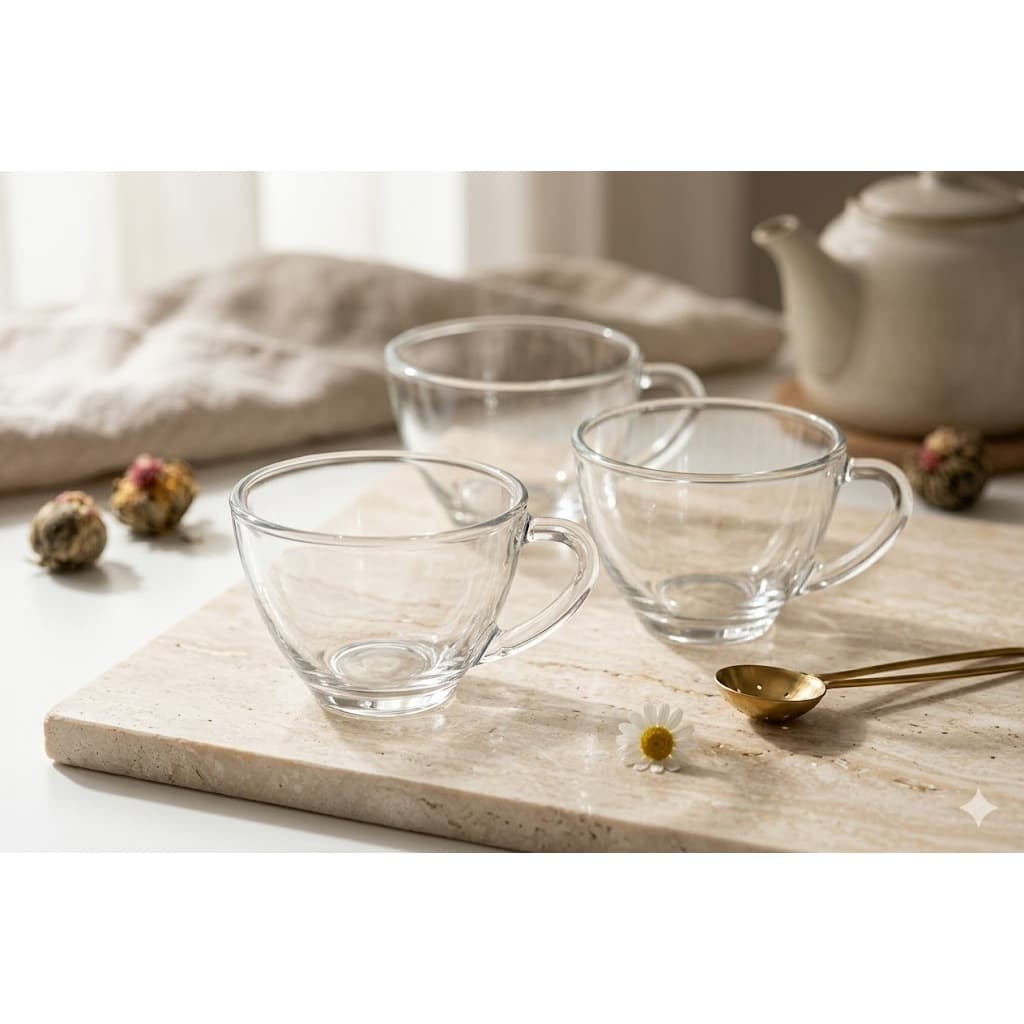 Jogo, Kit de 3 Xícaras de Vidro 275ml – Perfeitas para Chá, Cappuccino e Chocolate Quente!