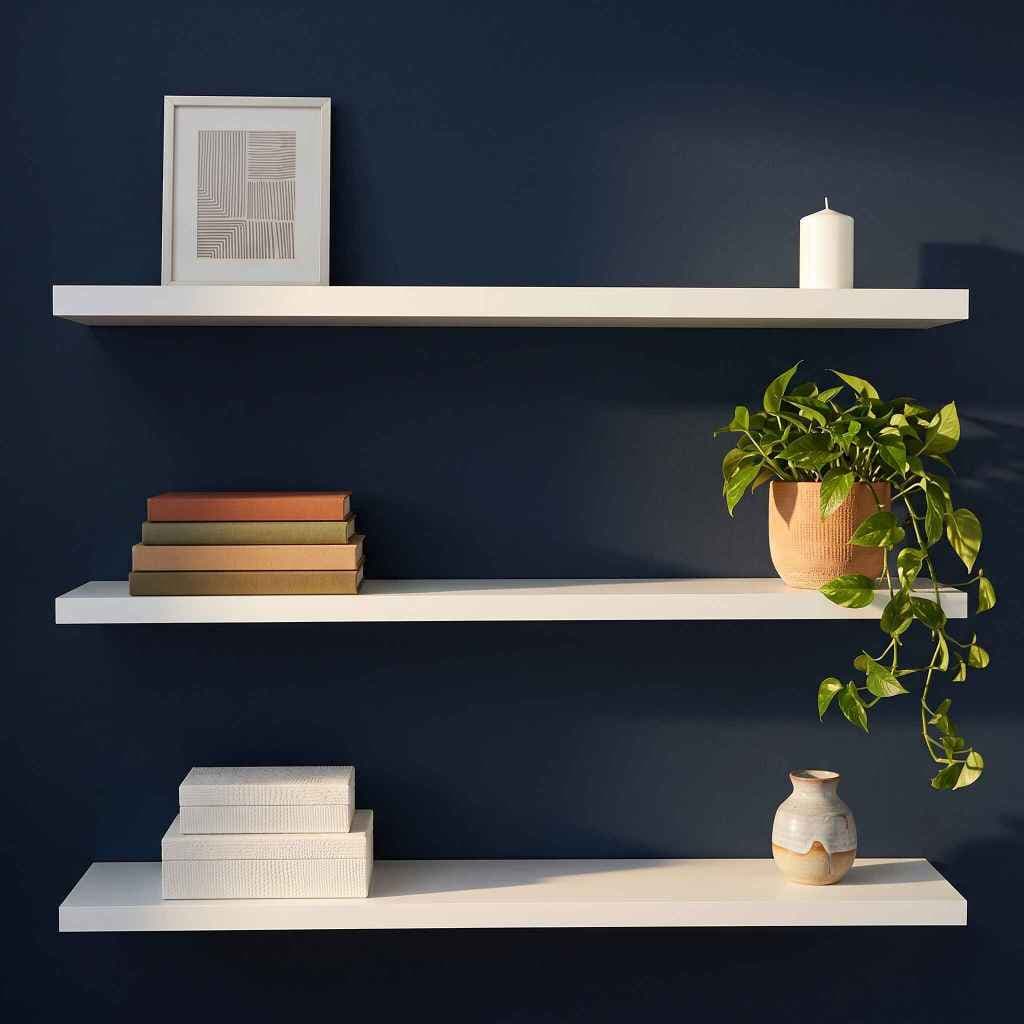 Kit 3 Prateleiras Flutuantes MDF Branca 120x20 Suporte Invisível Parede Sala Quarto Banheiro