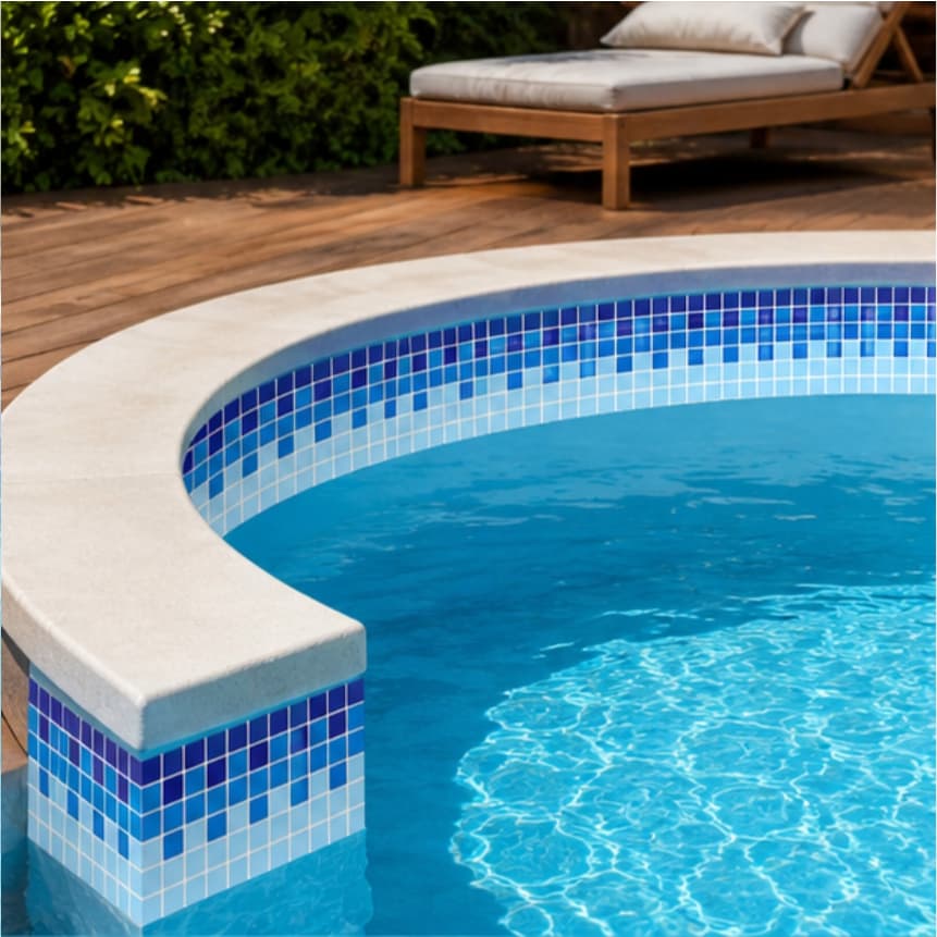 20 Metros Adesivo Borda de Piscina Pastilha Azul Degrade