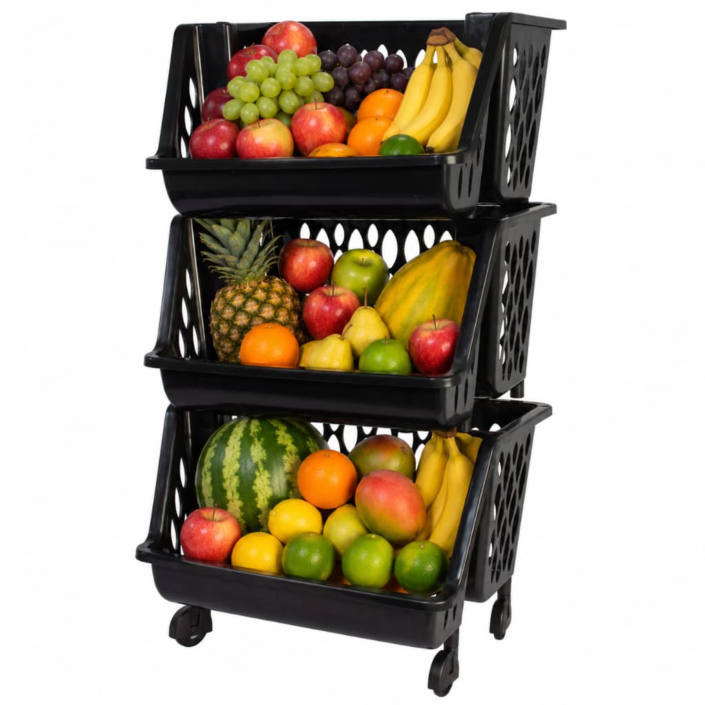 Cesto Organizador Fruteira De Chão Modular 3 Andares