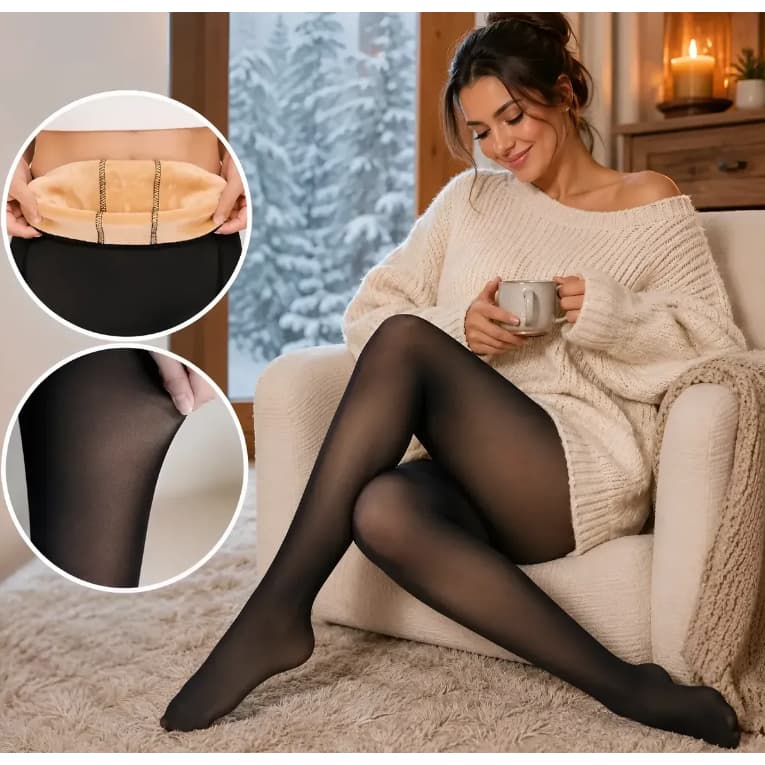 Meia Calça Térmica Feminina Translúcida Peluciada Forrada Para Inverno Tamanho Único 36 ao 46 Efeito Meia Fina